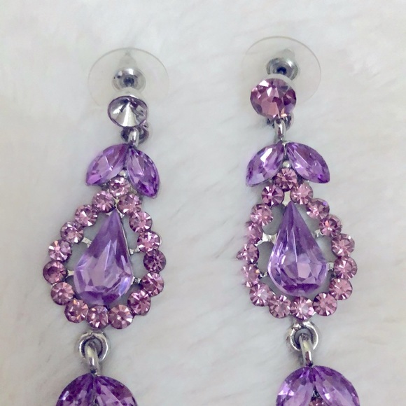 Purple Dangling Earrings - Picture 2 of 3